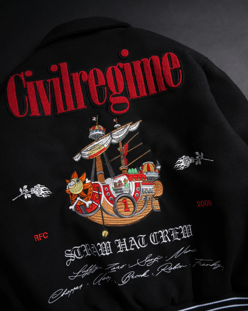 Civil Regime “One Piece” Collared Letterman Jacket