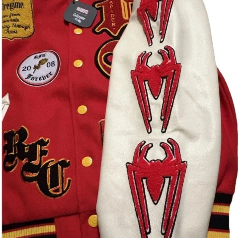Civil Regime “Spider-Man” Varsity Jacket- Red