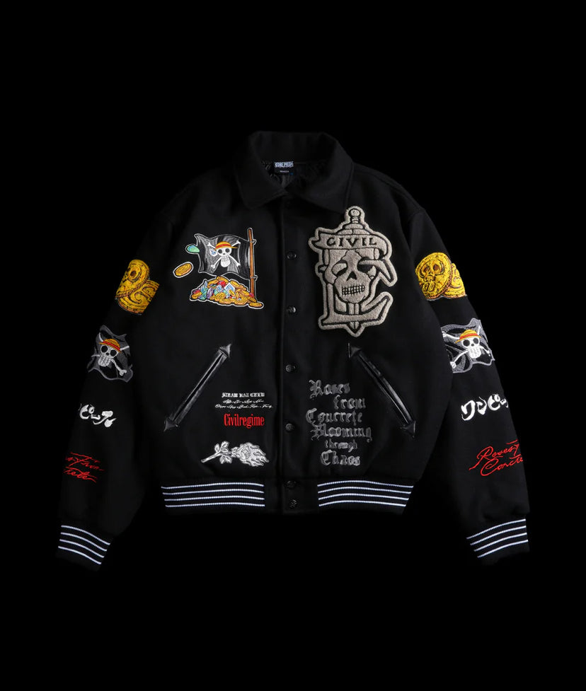Civil Regime “One Piece” Collared Letterman Jacket