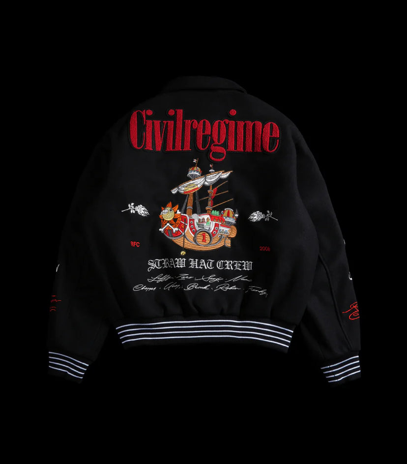 Civil Regime “One Piece” Collared Letterman Jacket