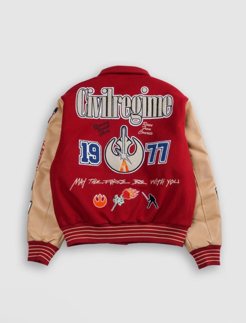 Civil Regime “Star Wars” Varsity Jacket- Red