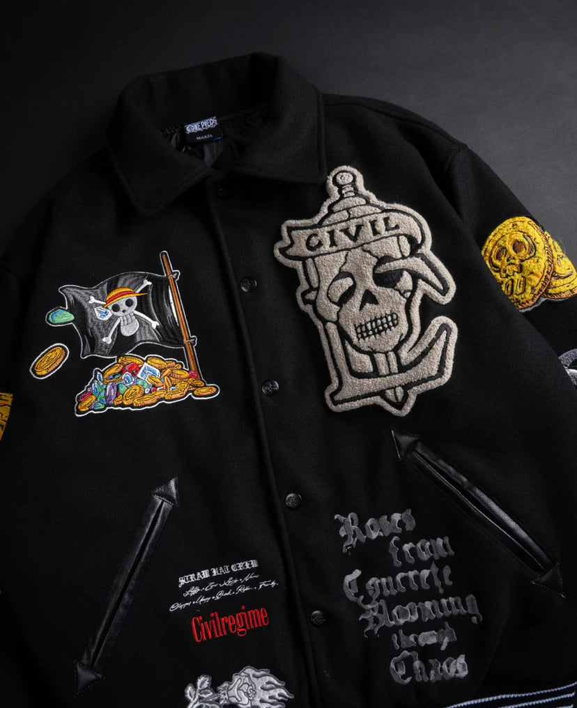 Civil Regime “One Piece” Collared Letterman Jacket