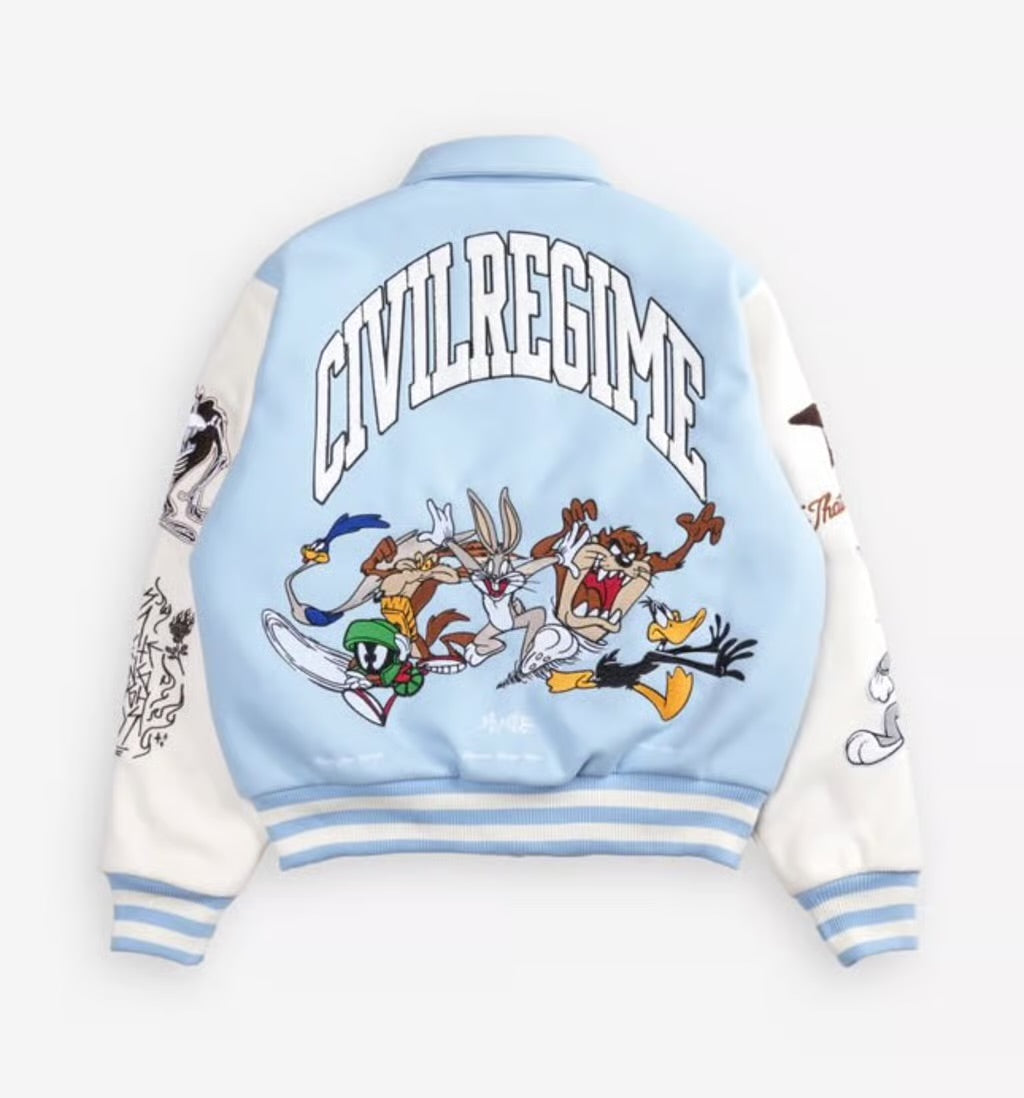 Civil Regime x Looney Toons Varsity Jacket- Blue