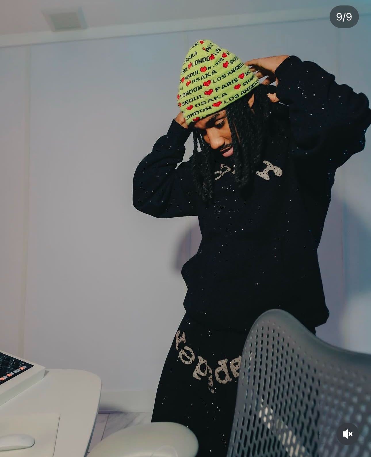 Sp5der “VVS” Hoodie/Pants Set- Black