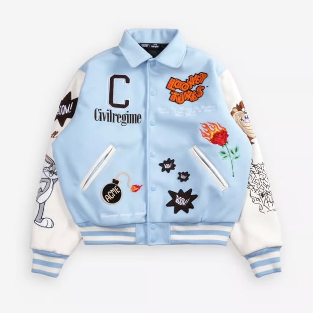 Civil Regime x Looney Toons Varsity Jacket- Blue
