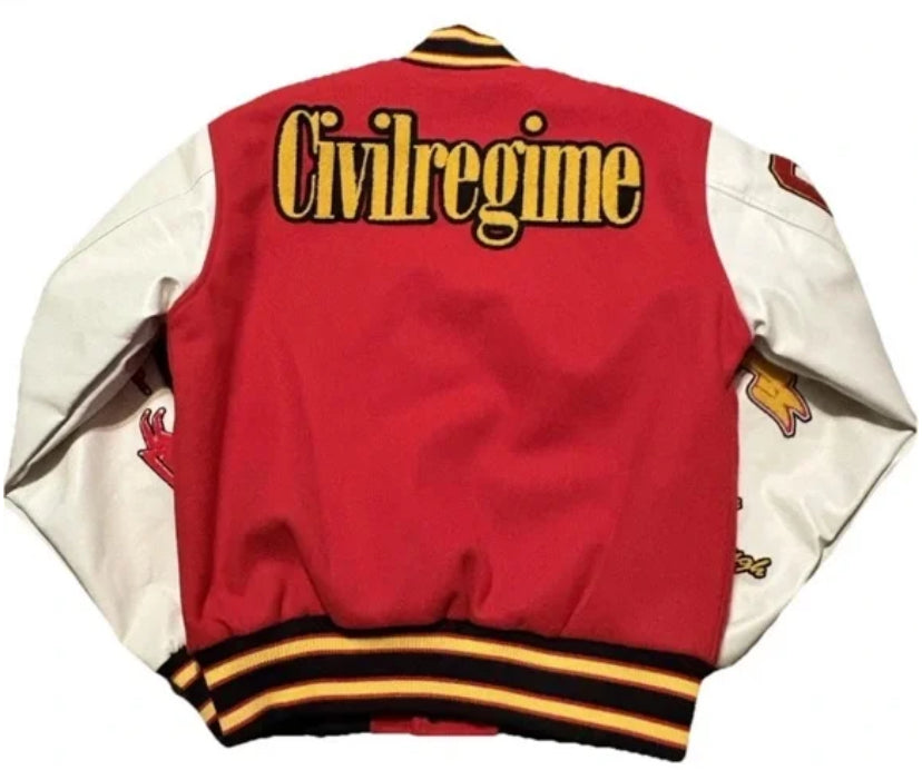 Civil Regime “Spider-Man” Varsity Jacket- Red