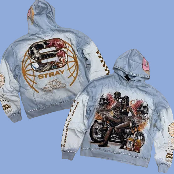 Stray “RIDER” Pullover Hoodie- Blue